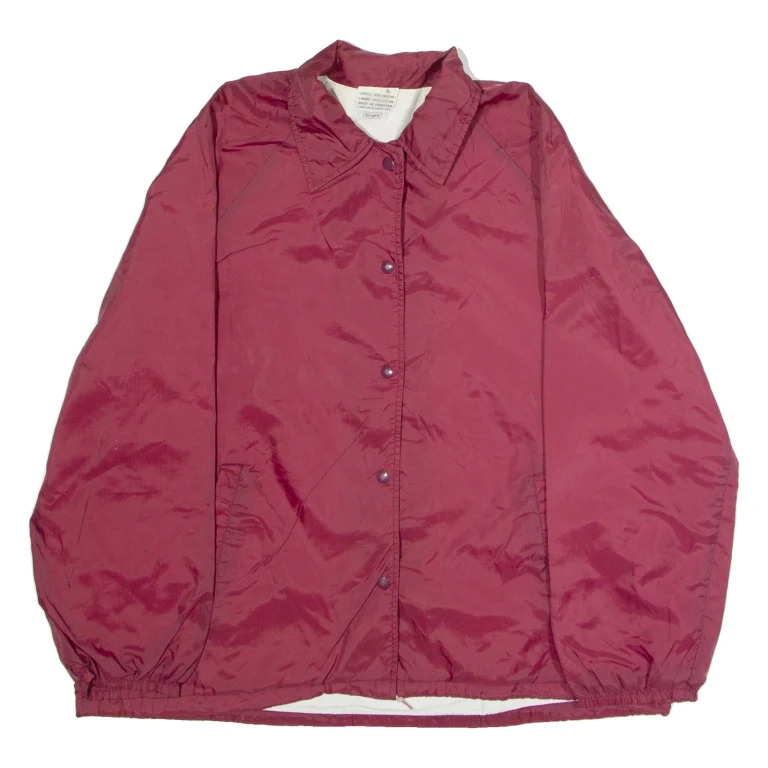 SEARS Mens Coach Jacket Maroon Nylon 80s XL