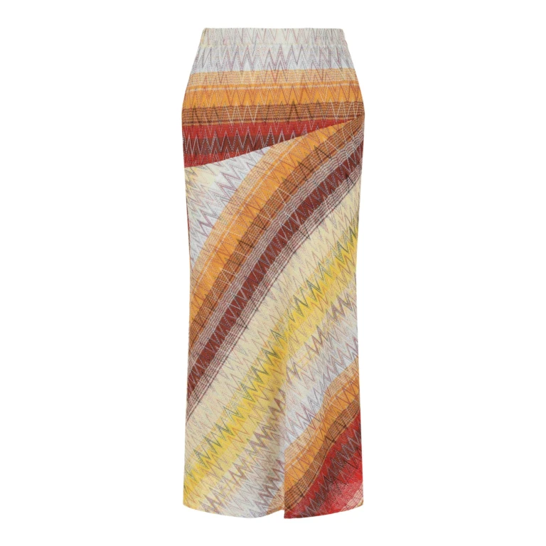 Chevron Print Midi Skirt