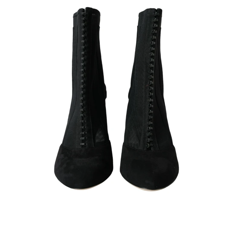 Dolce & Gabbana Black Mesh Stiletto Heels Ankle Boots Shoes - Women