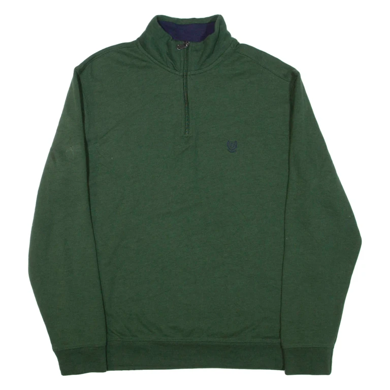 CHAPS Mens Sweatshirt Green 1/4 Zip L