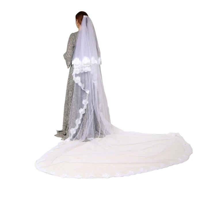 Dolce & Gabbana White Floral Lacenylon Floor Length 3m Long Veil Nylon Cotton Accessory - Women
