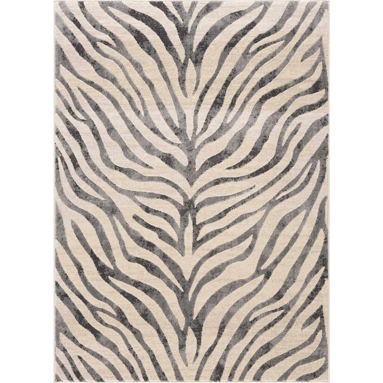 Gray Ecorse Zebra Print Area Rug