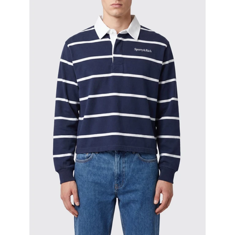 Striped Long-Sleeve Cotton Polo with Logo (TO00876300BL107DARNAVWHI)