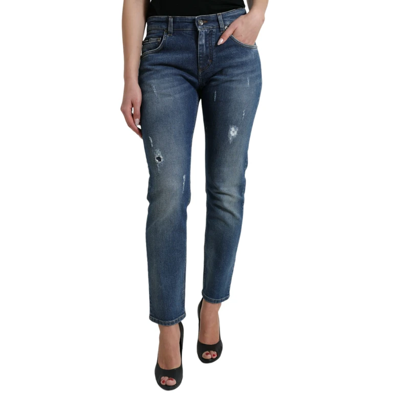 Dolce & Gabbana Blue Boyfriend Mid Waist Cotton Denim Jeans Elastane Clothing - Women