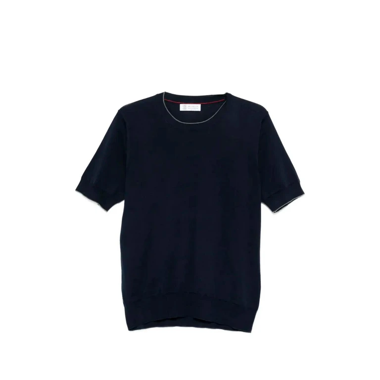 Brunello Cucinelli Cotton Lightweight Knit T-Shirt With Contrast Detai (M29805200)