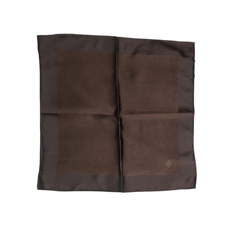 Brown Logo Silk Square Handkerchief Scarf - Men