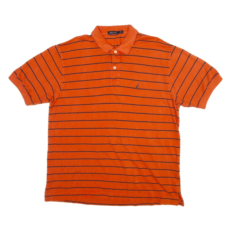 NAUTICA Mens Polo Shirt Orange Striped XL
