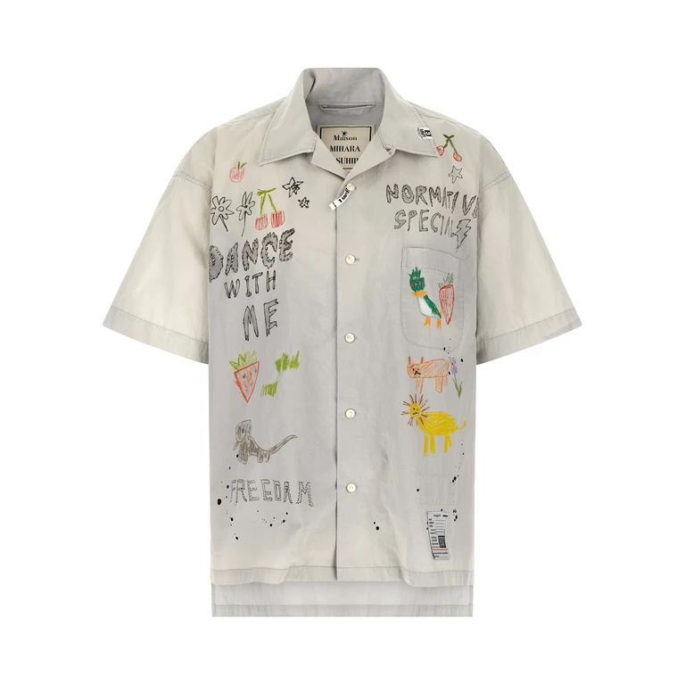 Gray Cotton Blouse - Men