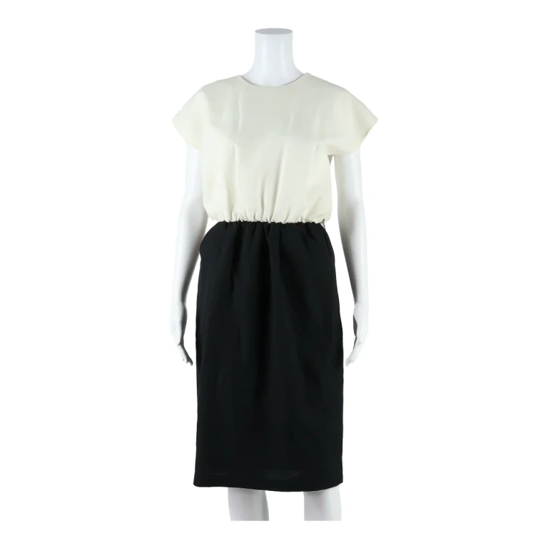 JENNY Womens Fit & Flare Dress Cream Sleeveless Midi UK 10