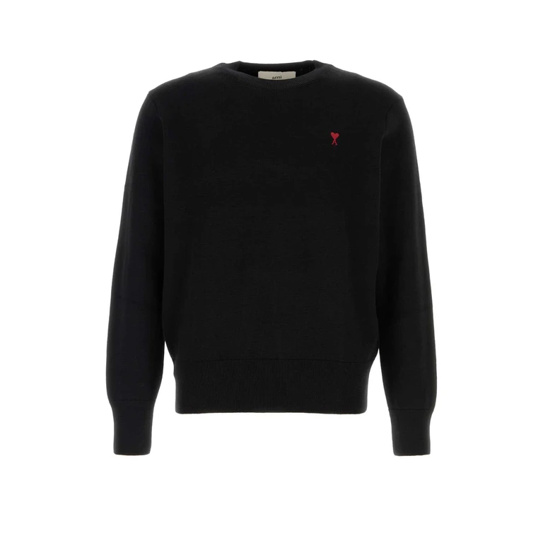 AMI Paris Hks826001 009 Noirrouge Exterior: Merino Wool Maglieria - Unisex