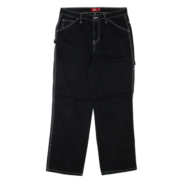 DICKIES Womens Trousers Black Regular Straight W28 L29