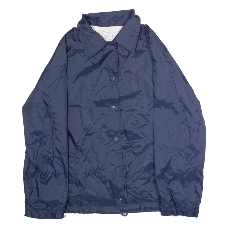 Womens Coach Jacket Blue Satin Nylon 80s M