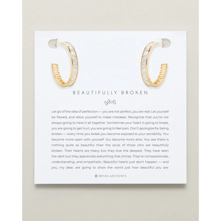 Beautifully Broken Baguette Midi Hoop Earrings