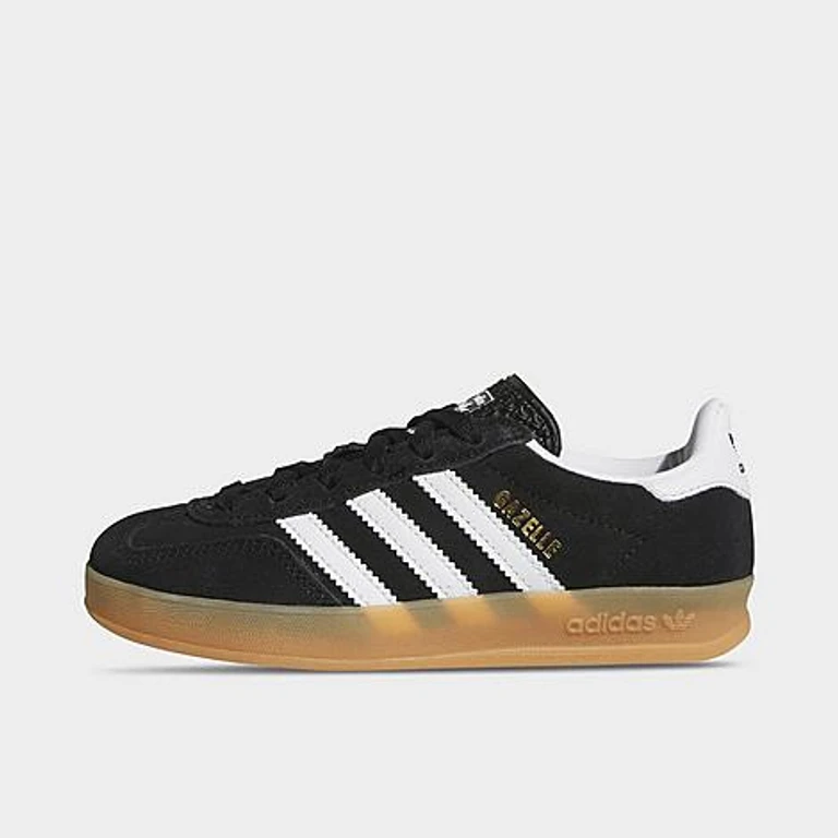 adidas Little Kids Originals Gazelle Indoor Casual Shoes in Core Black/Cloud White/Gum Size: 1.0