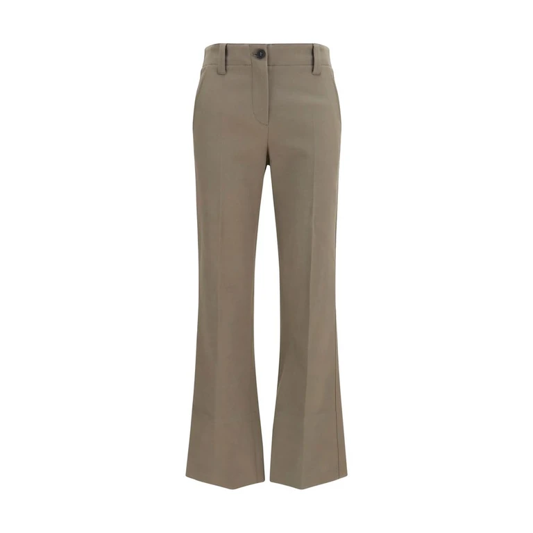 Brunello Cucinelli Pantalon évasé en coton marron