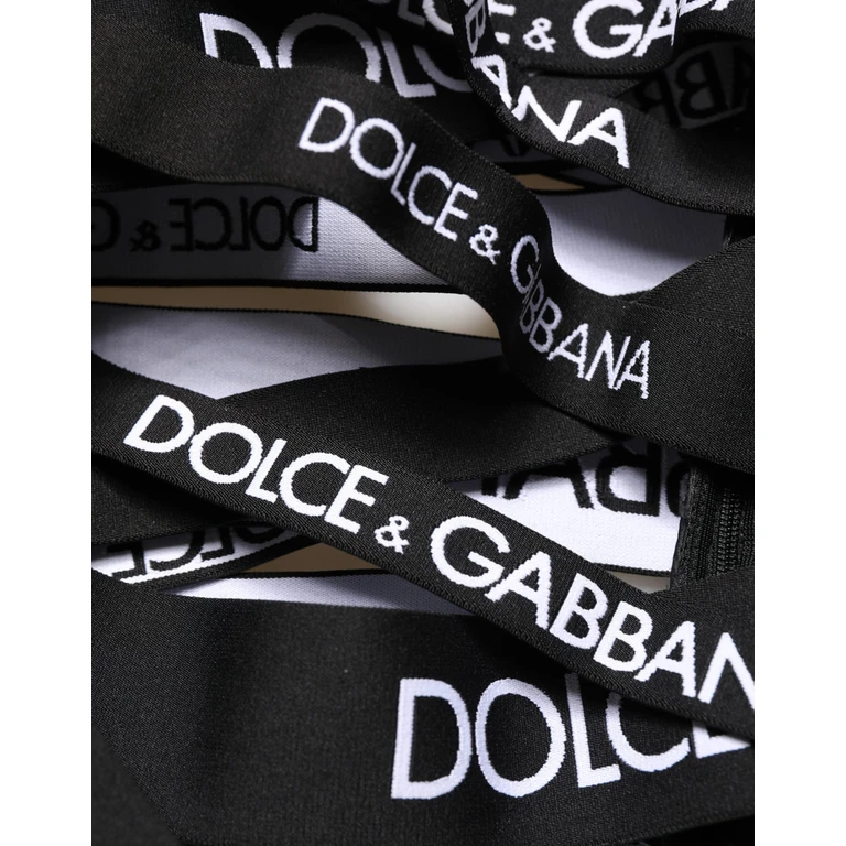 Dolce & Gabbana Black Logo Tape Cut Out Skinny High Waist Pants Elastane Nylon Acetate Silk - Women