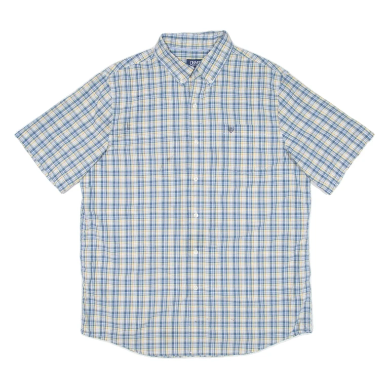 CHAPS Mens Shirt Blue Check L