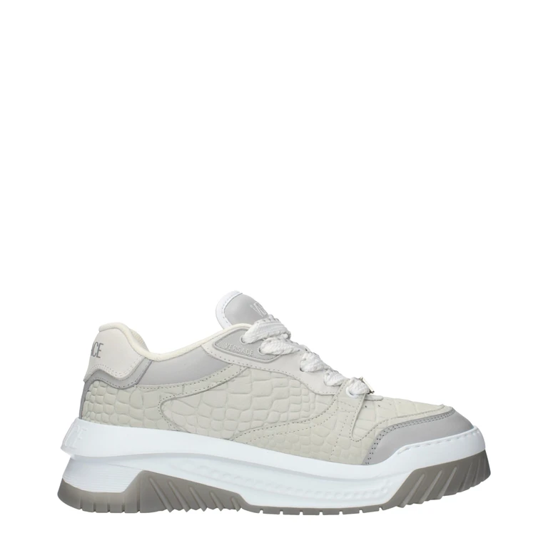 Versace Gray Leather Low Top Sneakers - Men