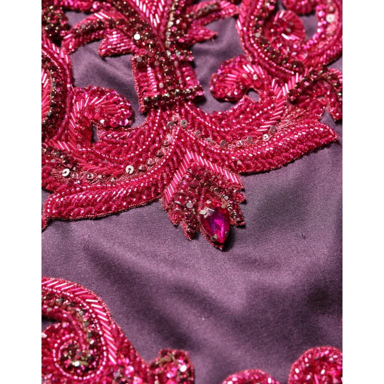 Dolce & Gabbana Purple Silk Crystal Strapless Floor Length Gown Dress Elastane - Women