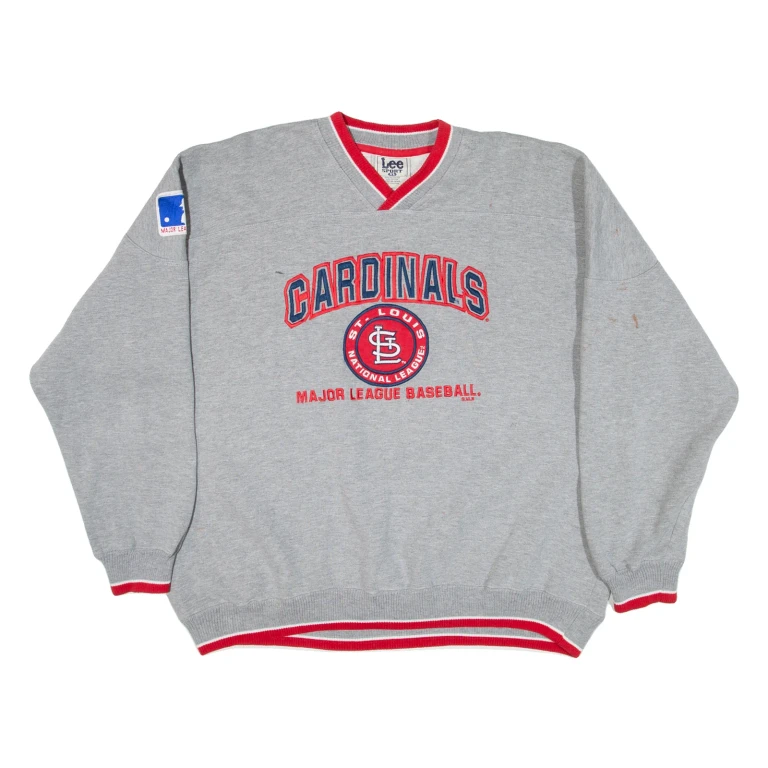 LEESPORT St. Louis Cardinals Mens Sweatshirt Grey V-Neck 90s USA XL