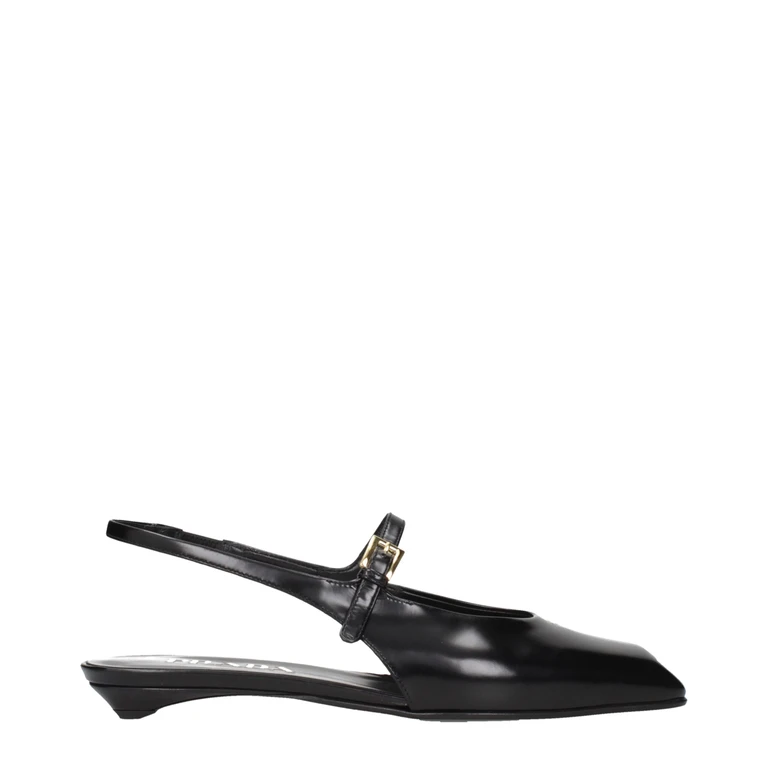 Prada Black Leather Flat Sandals - Women