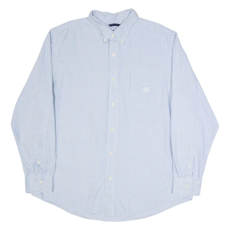CHAPS Mens Shirt Blue Striped Long Sleeve XL