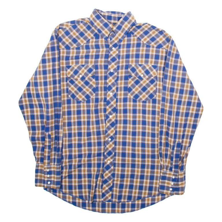 WRANGLER Mens Shirt Blue Check Long Sleeve M
