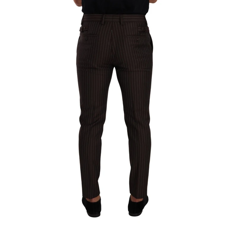 Dolce & Gabbana Brown Striped Wool Formal Trouser Dress Pants Virgin - Men