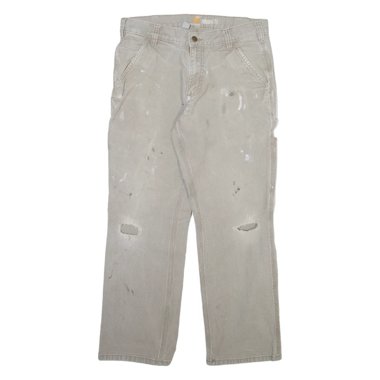 CARHARTT Carpenter Mens Trousers Grey Relaxed Straight W32 L30
