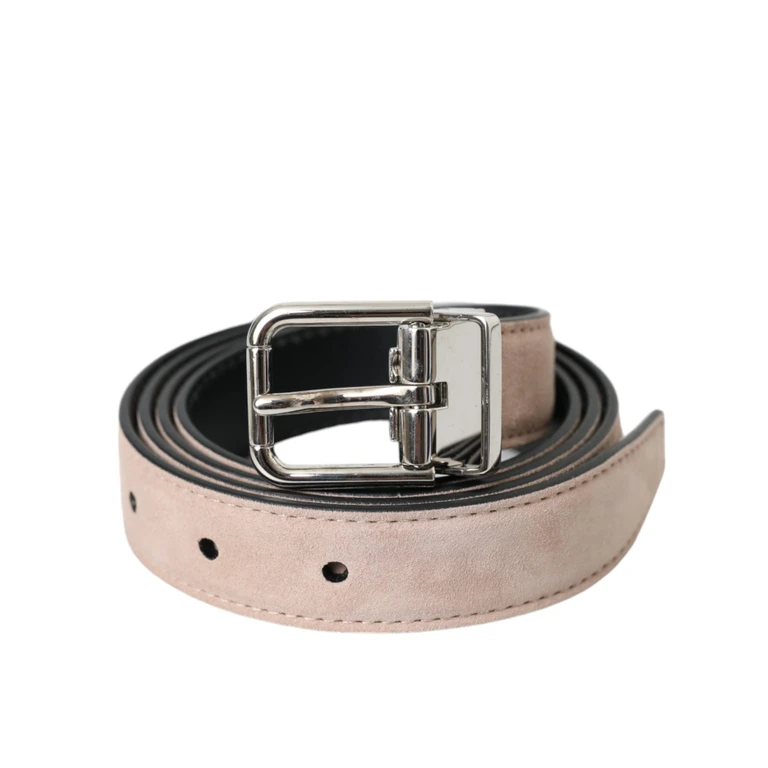 Dolce & Gabbana Beige Suede Leather Silver Buckle Belt Men - Men