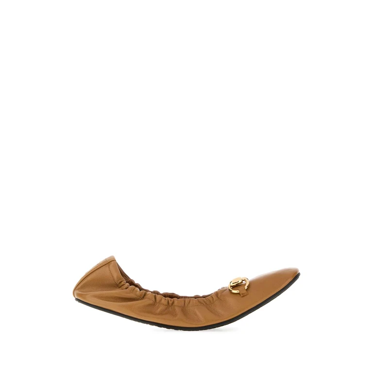 Gucci Camel Leather Prima Ballerinas Softycaramel Ballerine - Women