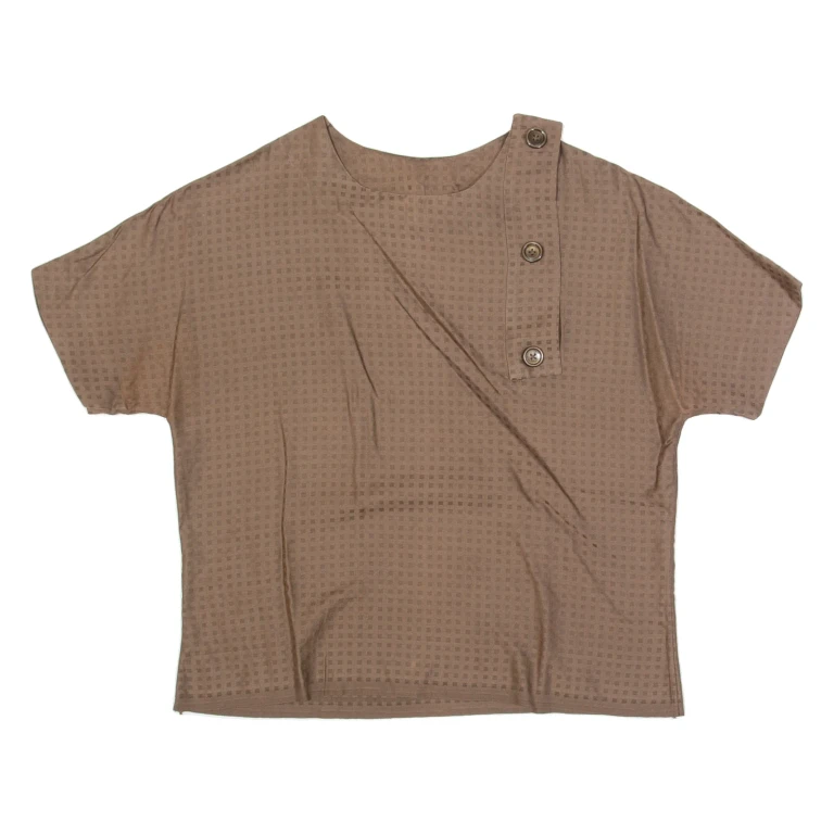 Womens Cropped Blouse Brown Spotted M