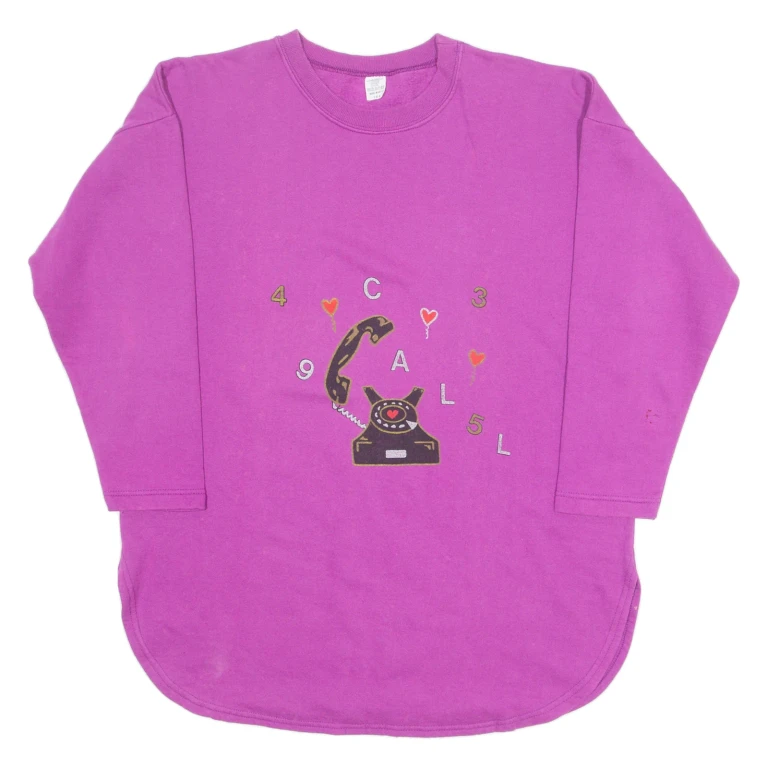Telephone Call Womens Sweatshirt Purple Crew Neck 90s L