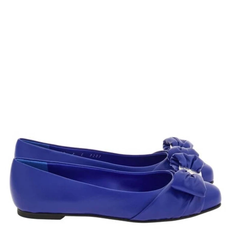 Ferragamo Varina Bow Leather Ballet Flats, Size 7 C