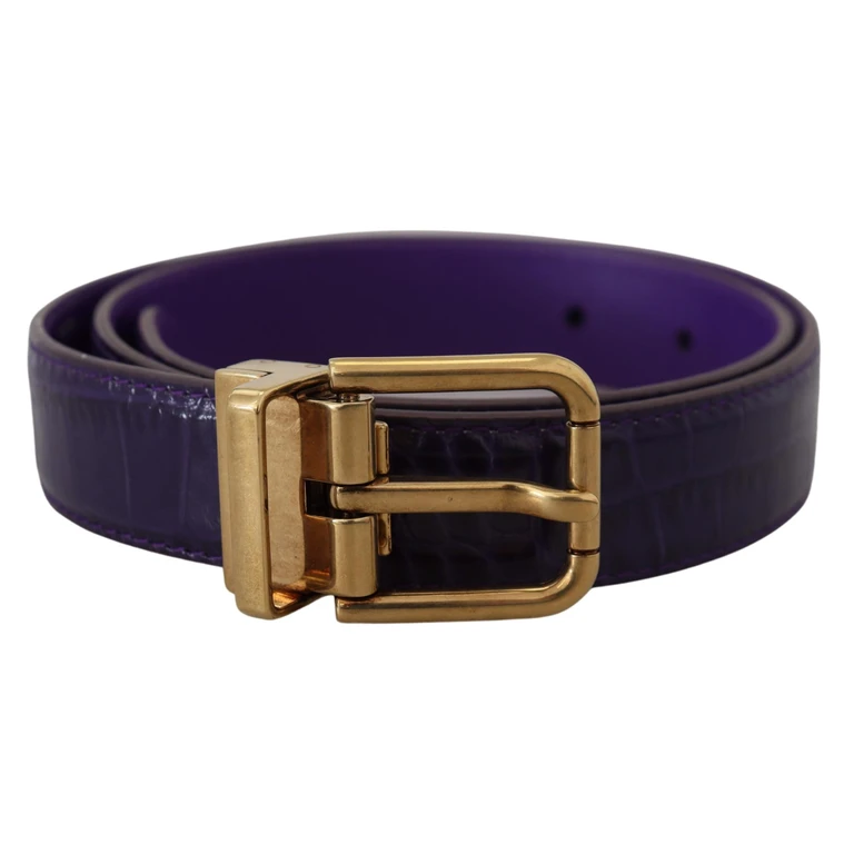 Purple Exotic Leather Gold Metal Buckle Belt - Women