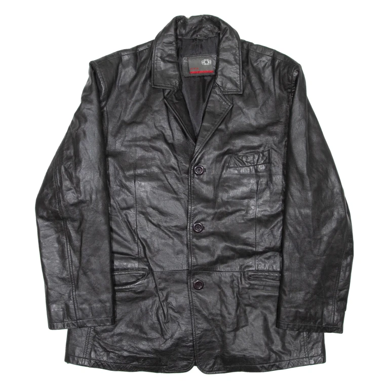 H.K.A Mens Jacket Black Leather L