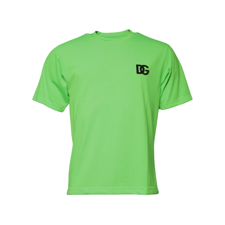 Dolce & Gabbana Green Logo Polyester Crew Neck T-Shirt - Men