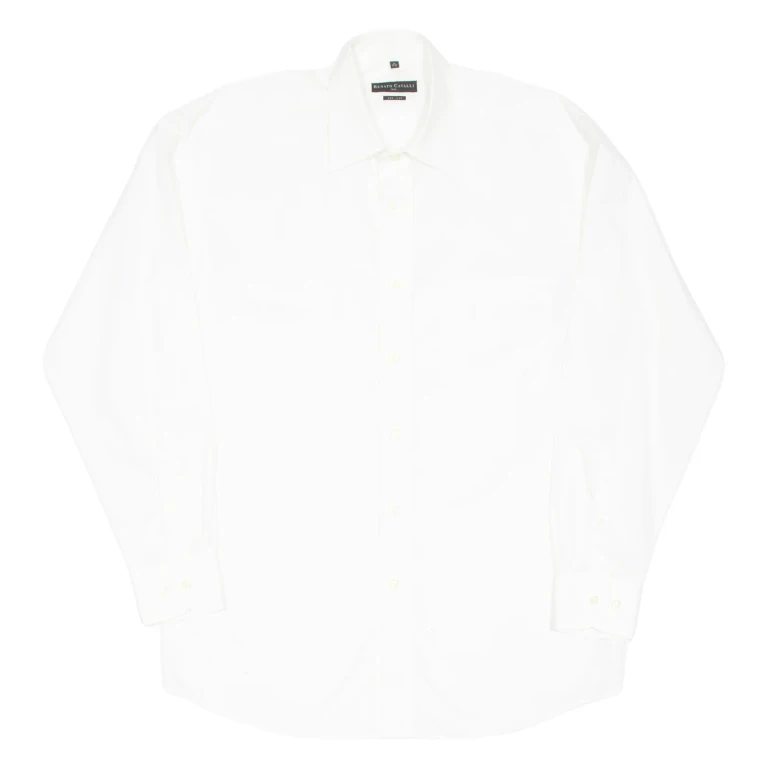 RENATO CAVALLI Non Iron Mens Plain Shirt White Long Sleeve M