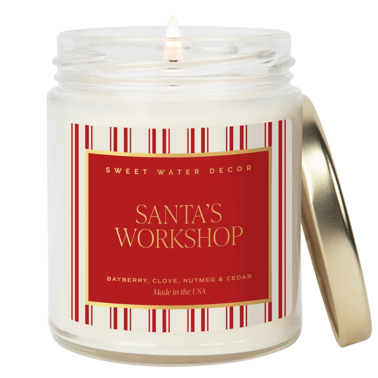 Santa's Workshop Soy Candle - 9 oz Clear Jar (Merry and Bright)