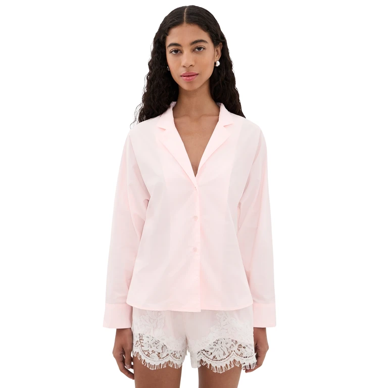 MAUDE CLUB Dakota Button Down Shirt Baby Pink XS