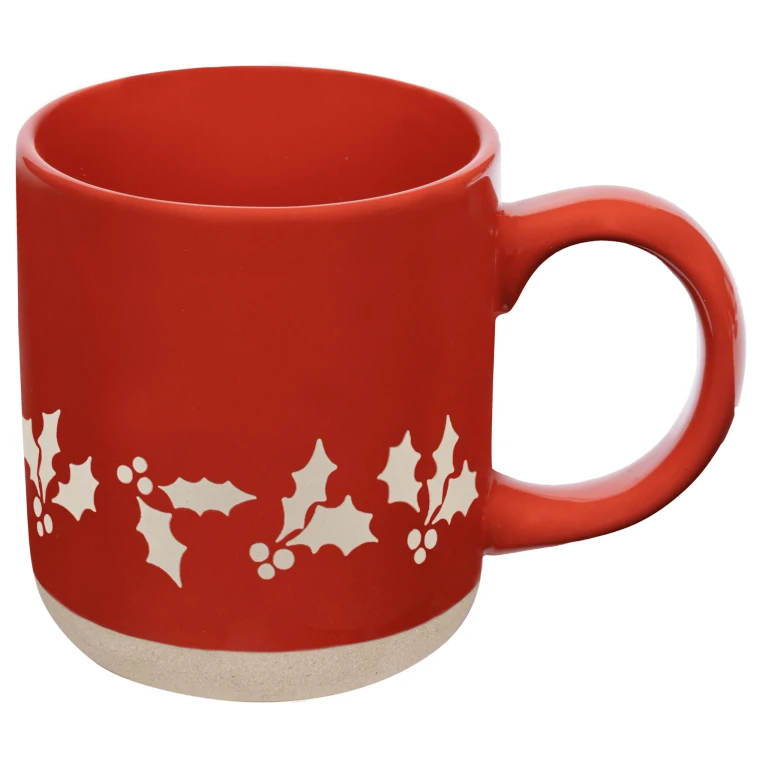 Holly 14 oz Red Stoneware Coffee Mug