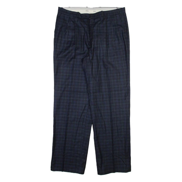 HAGMAN Mens Trousers Blue Regular Straight Wool W36 L32