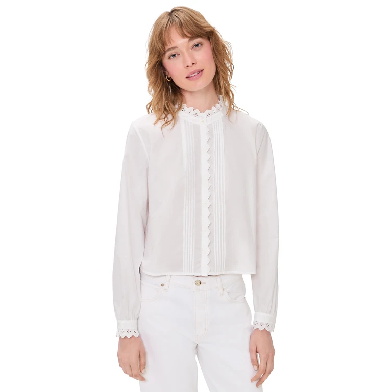 FRAME The Keepsake Pintuck Blouse White XL