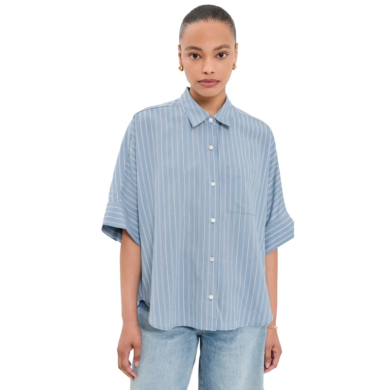 Citizens of Humanity Claire Origami Button Down Shirt Capri Stripe XS