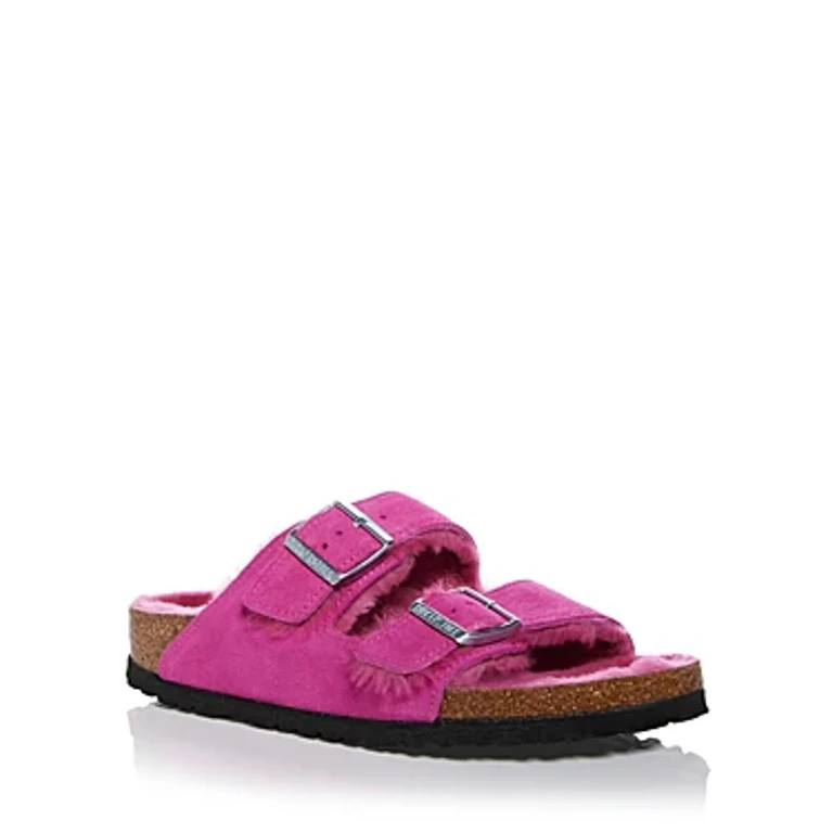 Unisex Arizona Shearling Suede Leather Fichsia Tulip