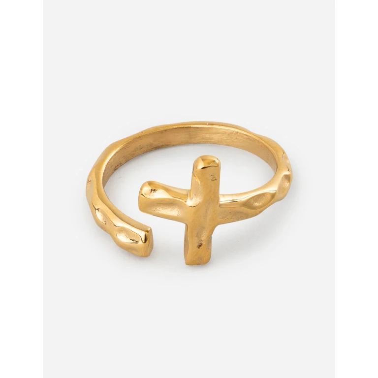 Textured Wrapped Cross Ring