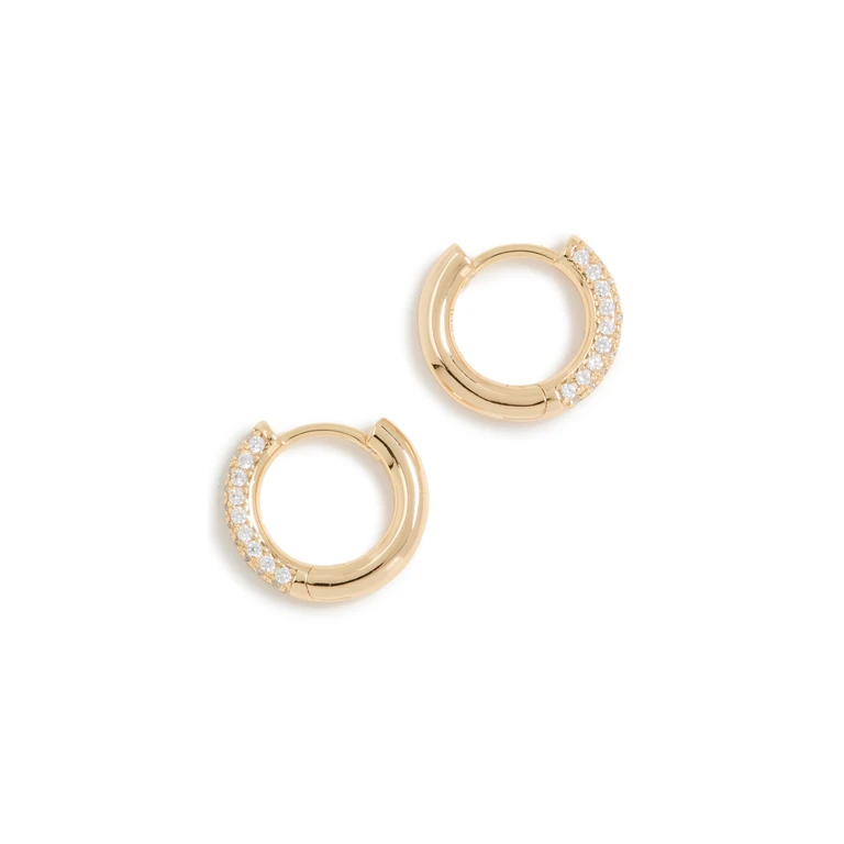 SHASHI 18k Pave Huggies Gold One Size