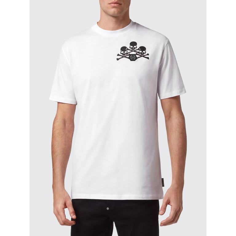 Cotton T-Shirt with Skull Print and Monogram Motif (FABCMTK5715PJY002N01)