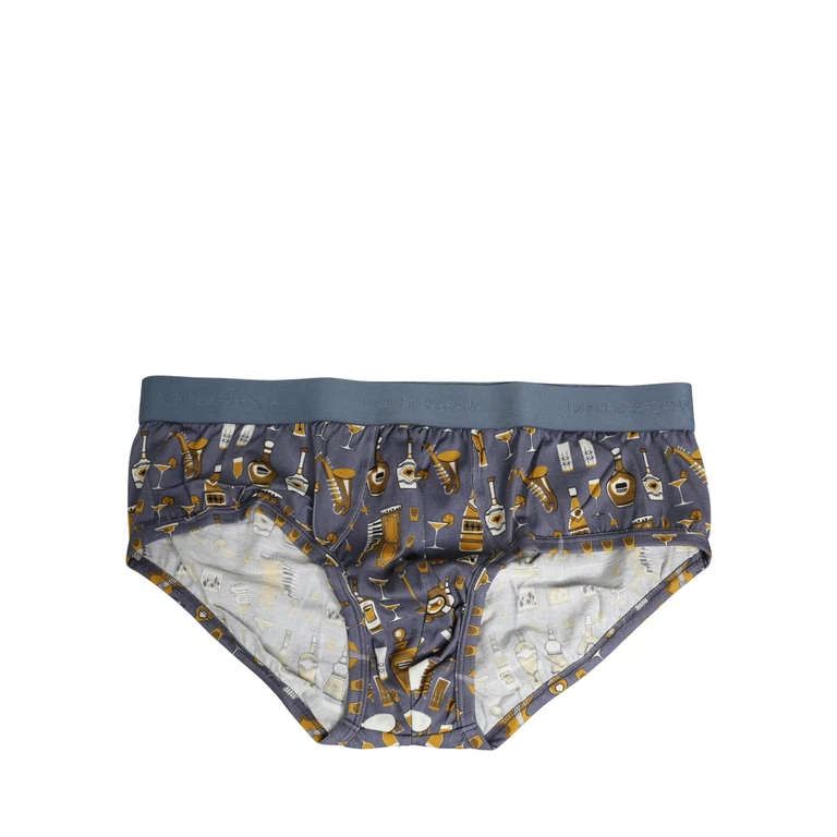 Gray Jazz Cocktail Men Brando Brief Underwear Patterned Cotton Clothing - Men