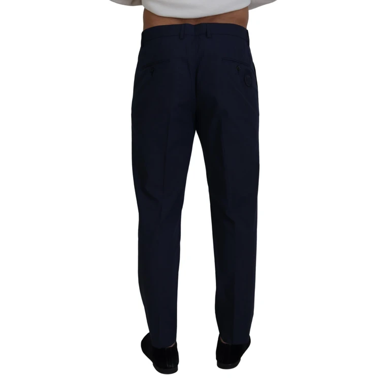 Blue Cotton Slim Trousers Chinos Pants - Men
